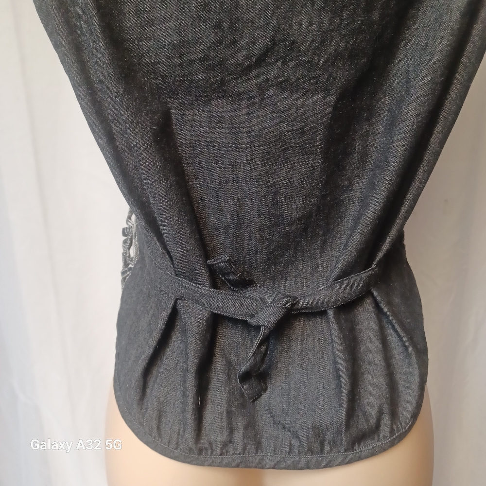 STUDIO COLLECTION Vtg SIZE M Black and White Denim Jean Waistcost Vest - Picture 8 of 11